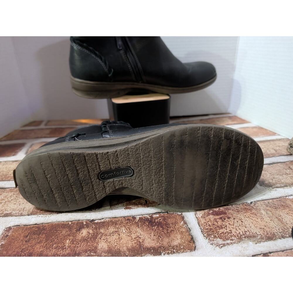 Comfortiva Fallston Womens Sz 10 Black Leather Weatherproof Ankle Boots Booties - Picture 8 of 8